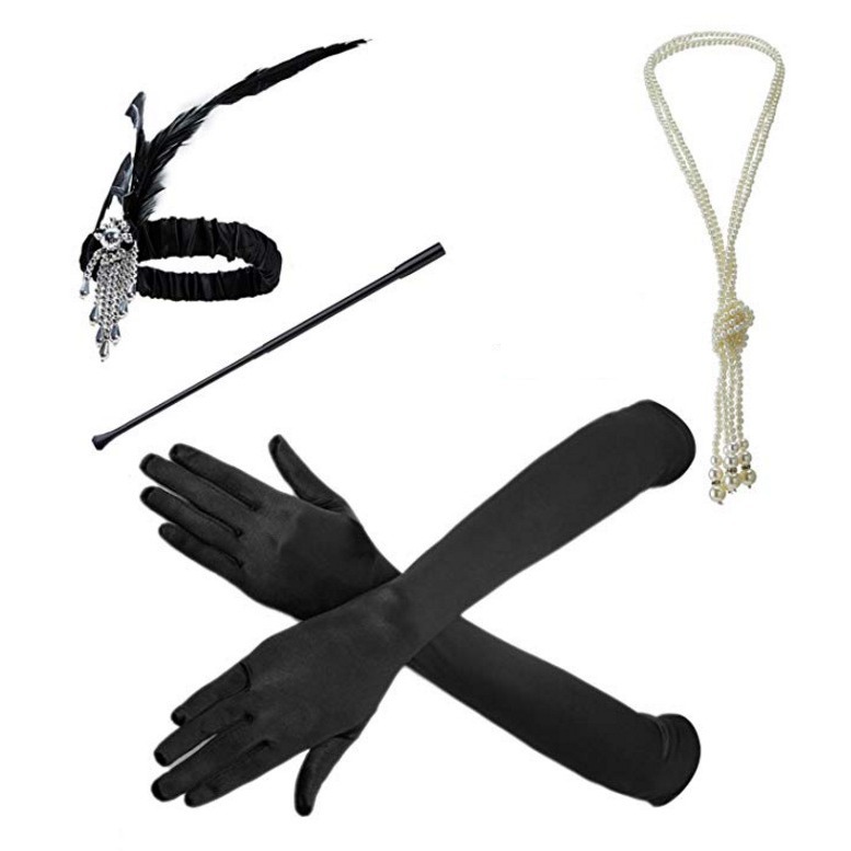 Lowosaiwor 1920's Gatsby Masquerade Headdress Set Feather Headband Headdress'