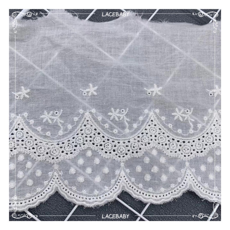 Wholesale manufacturers cotton embroidery lace in stock cotton barcode diy accessories water soluble lace home textile curtains