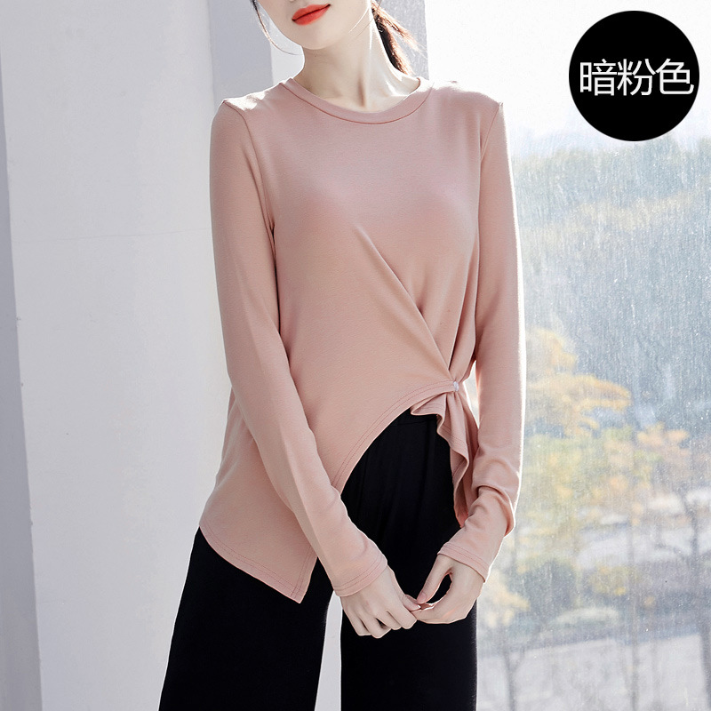 Picture of Buttoned Ethnic Square Jazz Training Top for Adults, Modern Dance Practice Clothing for Women, Versatile Solid Color