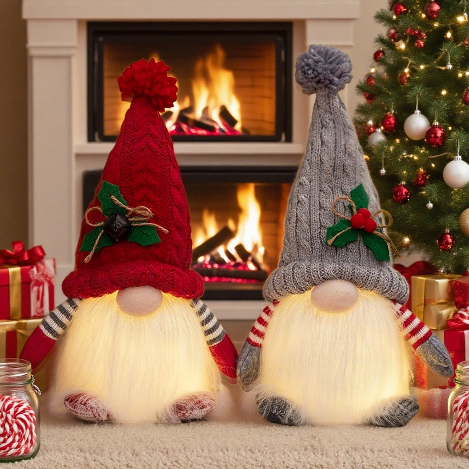 Christmas decorations luminous knitted hat long leg Forest man decoration creative Christmas Doll Doll decoration wholesale