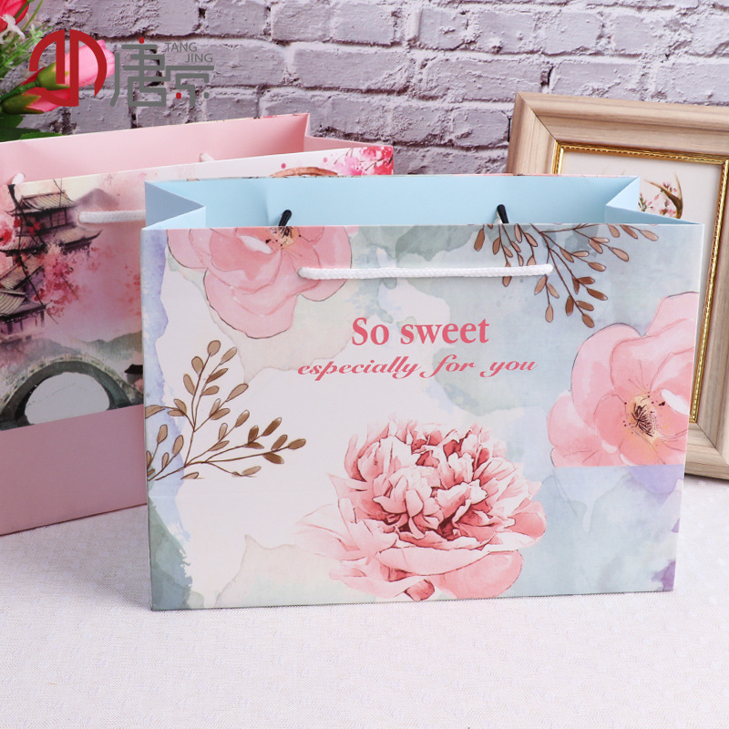 Pink blue flower handbag snowflake crisp nougat drawer packing box moon cake gift box handbag