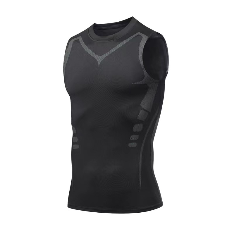 Picture of Amazon quick-drying vest men's tight stretch solid color sports workout clothes training basketball fitness running vest