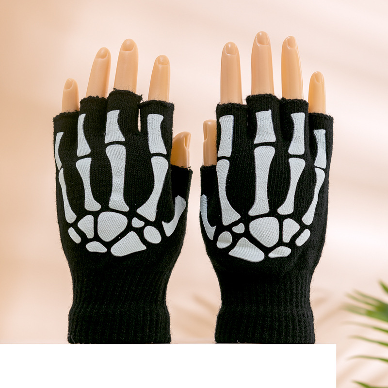 Korean Style Half-Finger Warm Fingerless Men's Gloves Women's Winter Knitted Wool Student Writing Fingerless Cycling Knitted Trendy
