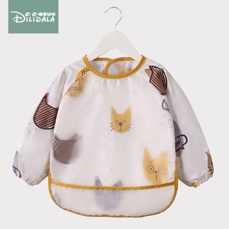Picture of Baby Eating Smock Waterproof and Anti-Dirty Little Girl Bib Kidsren's Long-Sleeved Reverse Dressing Autumn and Winter Baby Male Protective Clothing