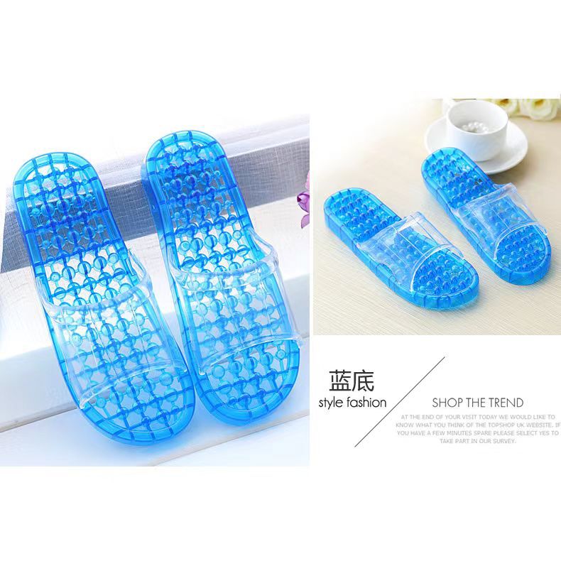 Summer Korean-style Cute Couple Non-slip Leaky Crystal Home Massage Plastic Men's and Women's Bath Shower Bathroom Slippers