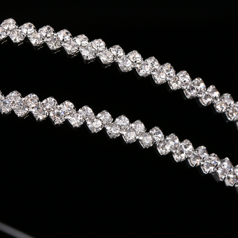 Picture of Jin Yan 2018 Korean New Double Row Rhinestone Headband Irregular Diamond Hair Accessories Headwear Ladies Headband One Piece