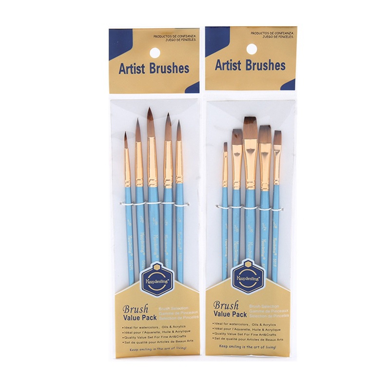 Picture of 5 Pearlescent Blue Nylon Brush Student Painting Pen Set Watercolor Acrylic Art Supplies Wholesale Foreign Trade