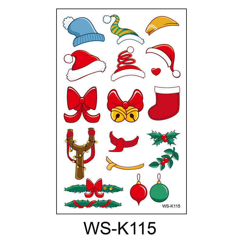 Picture of New Christmas Tattoo Sticker Children Cartoon Holiday Party Atmosphere Eco-friendly Waterproof Face Sticker Elk Tattoo Sticker