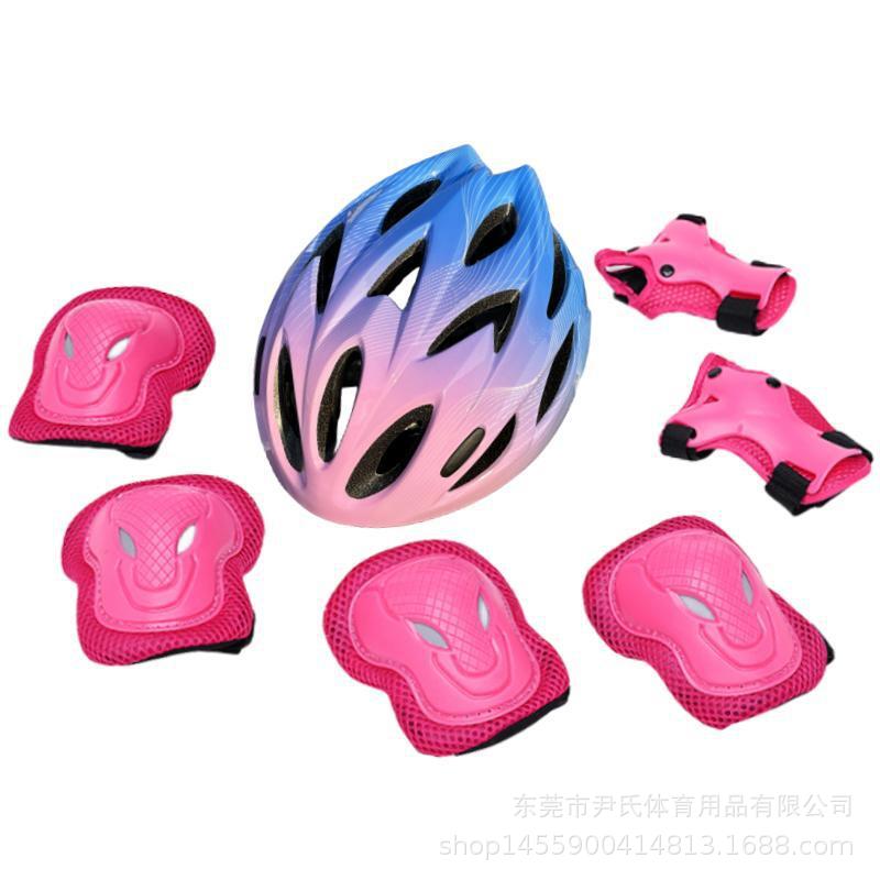 Manufacturer Wholesale Children's Roller Skating Protective Gear Balance Car Skateboard Skating Knee Pads Elbow Pads Bicycle Six or Seven Piece Set Durable