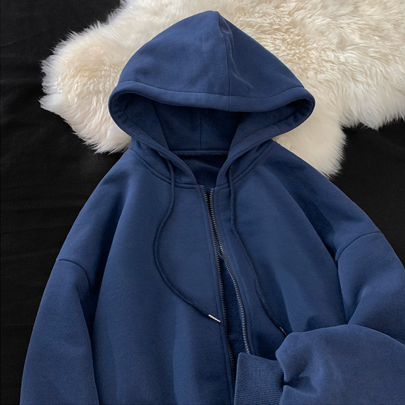 Picture of Velvet Thickeneded Flap Pocket Pants Hooded Sweatshirt for Women Autumn and Winter Cardigan Outwear Large Size Zipper Warm Top Export Women's Clothing