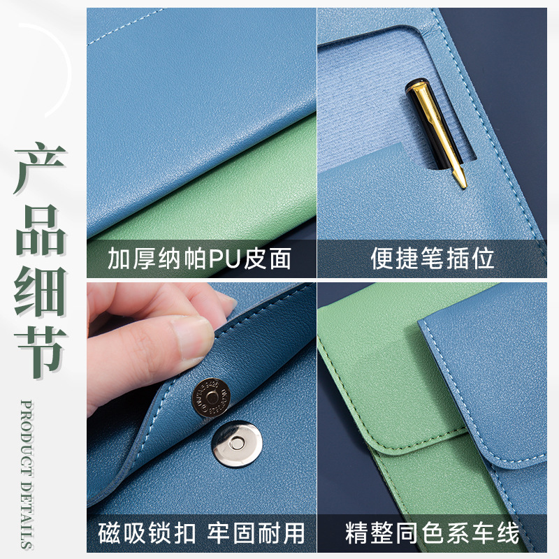Picture of A4 leather file bag thickened file bag waterproof data bag business briefcase bill storage bag custom logo
