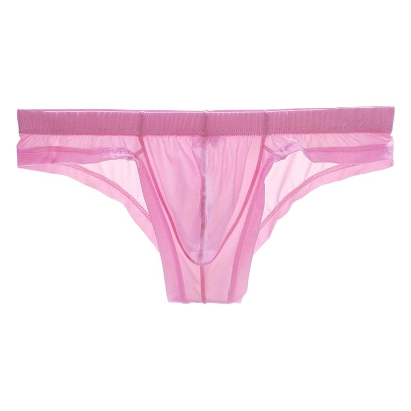 Junye Men's Ice Silk transparent underwear low waist sexy briefs breathable U convex Tide men's youth shorts wholesale