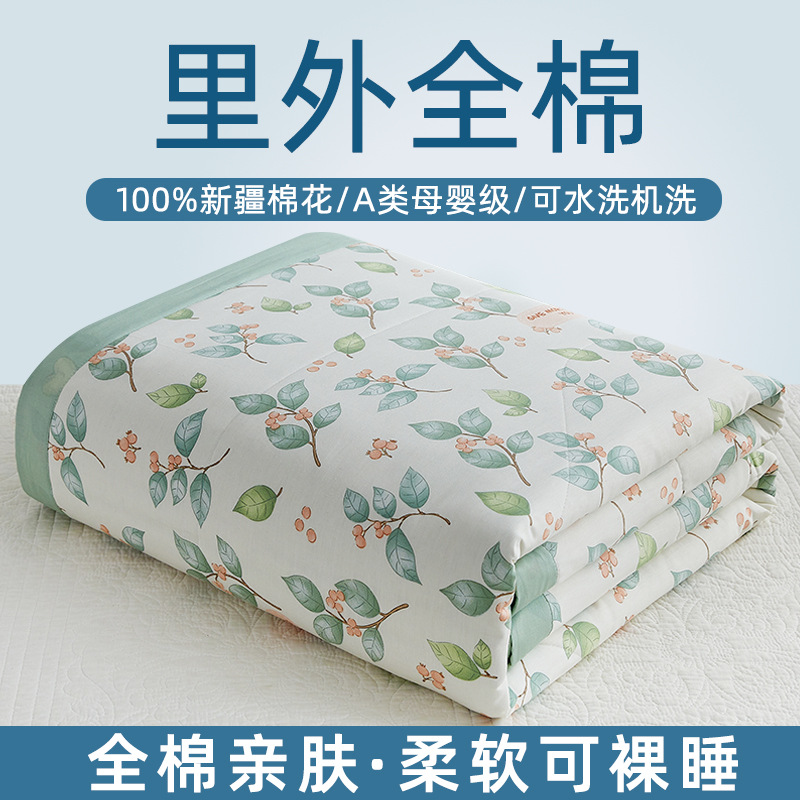 Picture of Machine washable Class A Mother and Child Pure Cotton Summer Cool Quilt Cotton Air-conditioning Quilt Children's Pure Cotton Summer Quilt Cartoon Thin Quilt Core 1