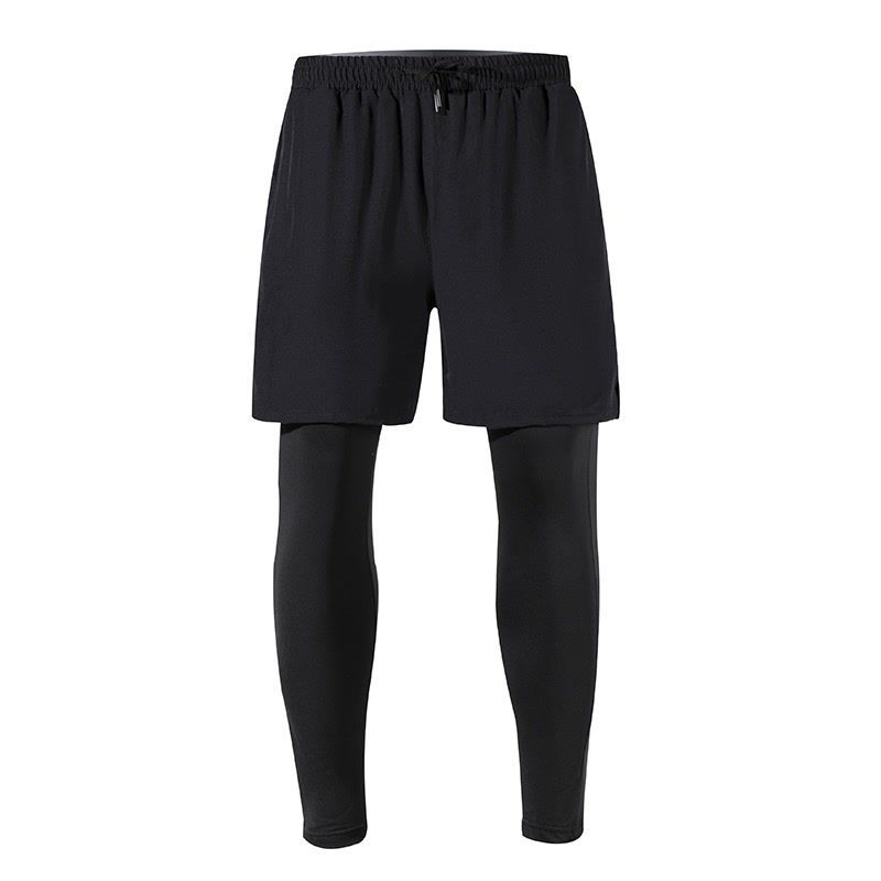 Quick-drying Sports Men's Stretch Tight Running Fitness Trousers Training Quick-drying Double-layer Basketball Trousers Trendy Ins