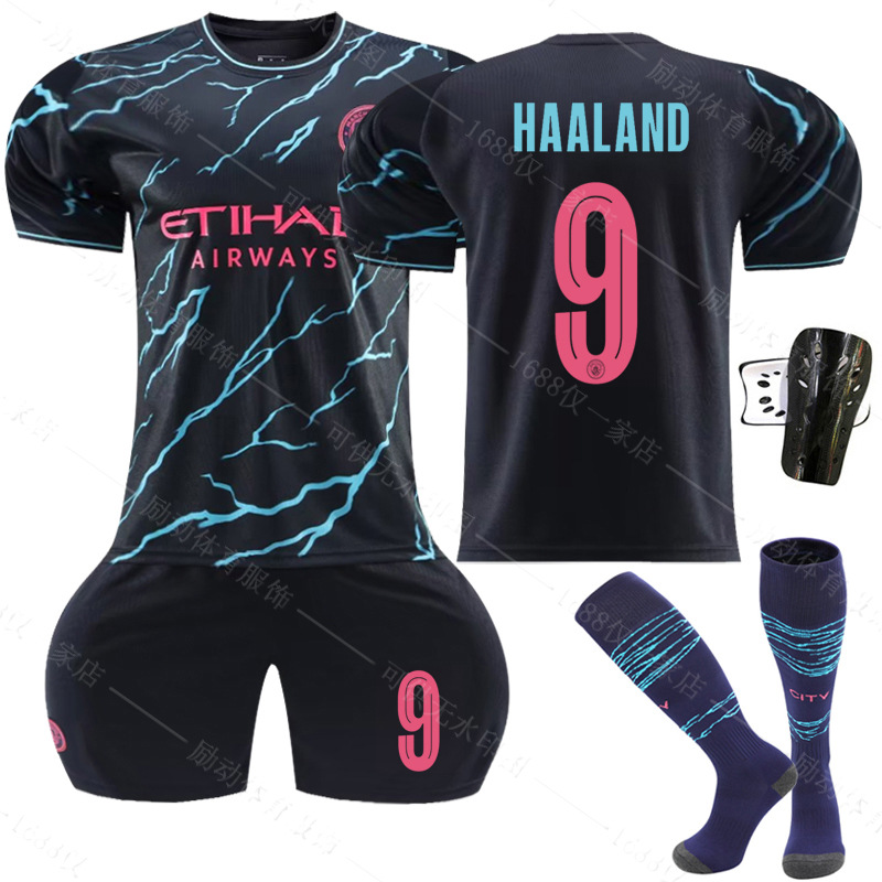 2324 Manchester City second guest European crown version orange number No. 9 Harland 10 glalish 17 de Brone football uniform