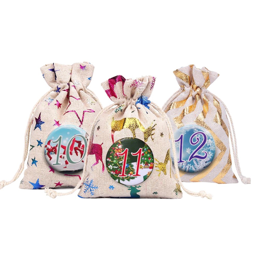 1-24 Christmas Calendar Badge Pin Badge Christmas Coming Digital Label Set Gift Bag Accessories