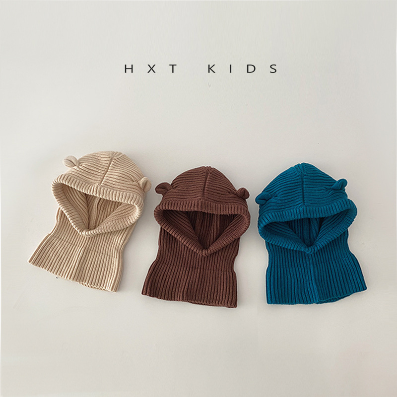 Baby Hat and Scarf Integrated Knitted Ear Protection Hat 2024 Korean Children's Baby Same Style Cute Shawl Hat Trendy Winter