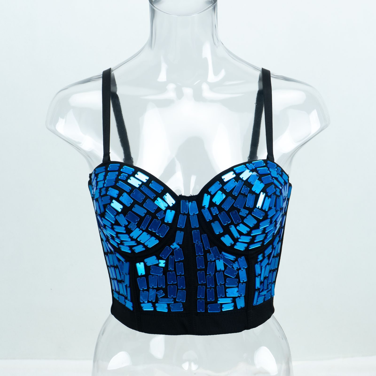 Meihua Cross-Border Shiny Glass Fishbone Bra Stage Performance Clothing Shaping Push-Up Suspender Bar Tube Top