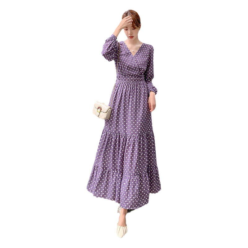 Dress Autumn and Winter new chiffon spring and autumn date floral chiffon dress long sleeve spring long floral girl Hot Mom