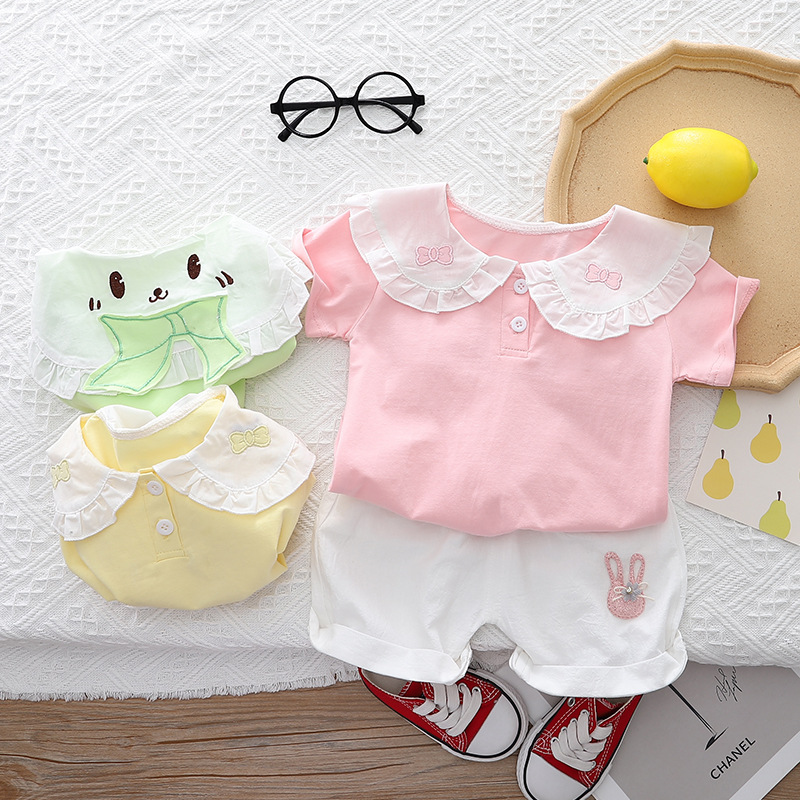 Picture of Baby Girl's Summer Fashionable Western Style Short-Sleeved Suit Children's Large Lel Summer Clothes Two-Piece Set Girls' Fashionable Outer Wear