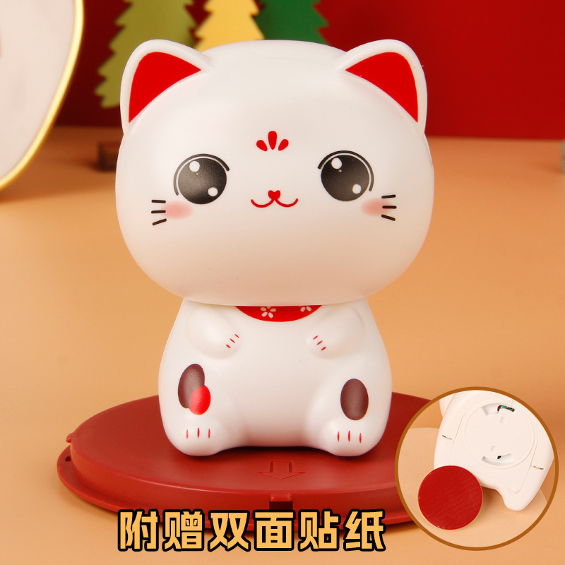 Picture of Solar big head white cat nods lucky cat creative shop opens craft gifts car ornaments cashier