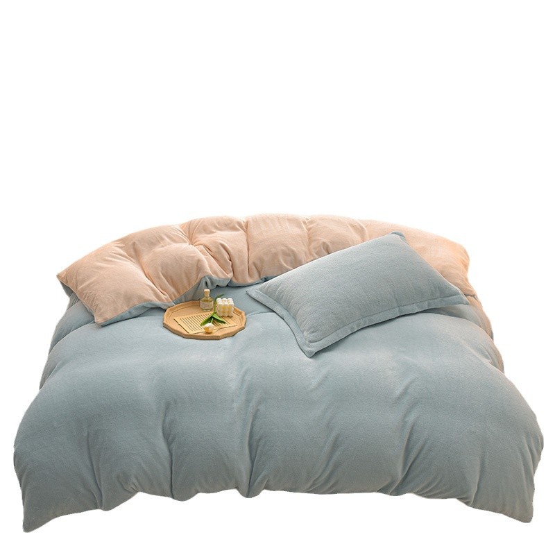 Picture of Category a Maternal and Infant Grade Milk Velvet Four-Piece Set, Warm and Thickeneded Coral Velvet Fleece-Lined Bed Sheets, Fitted Bed Sheets, Quilt Cover, Three-Piece Set