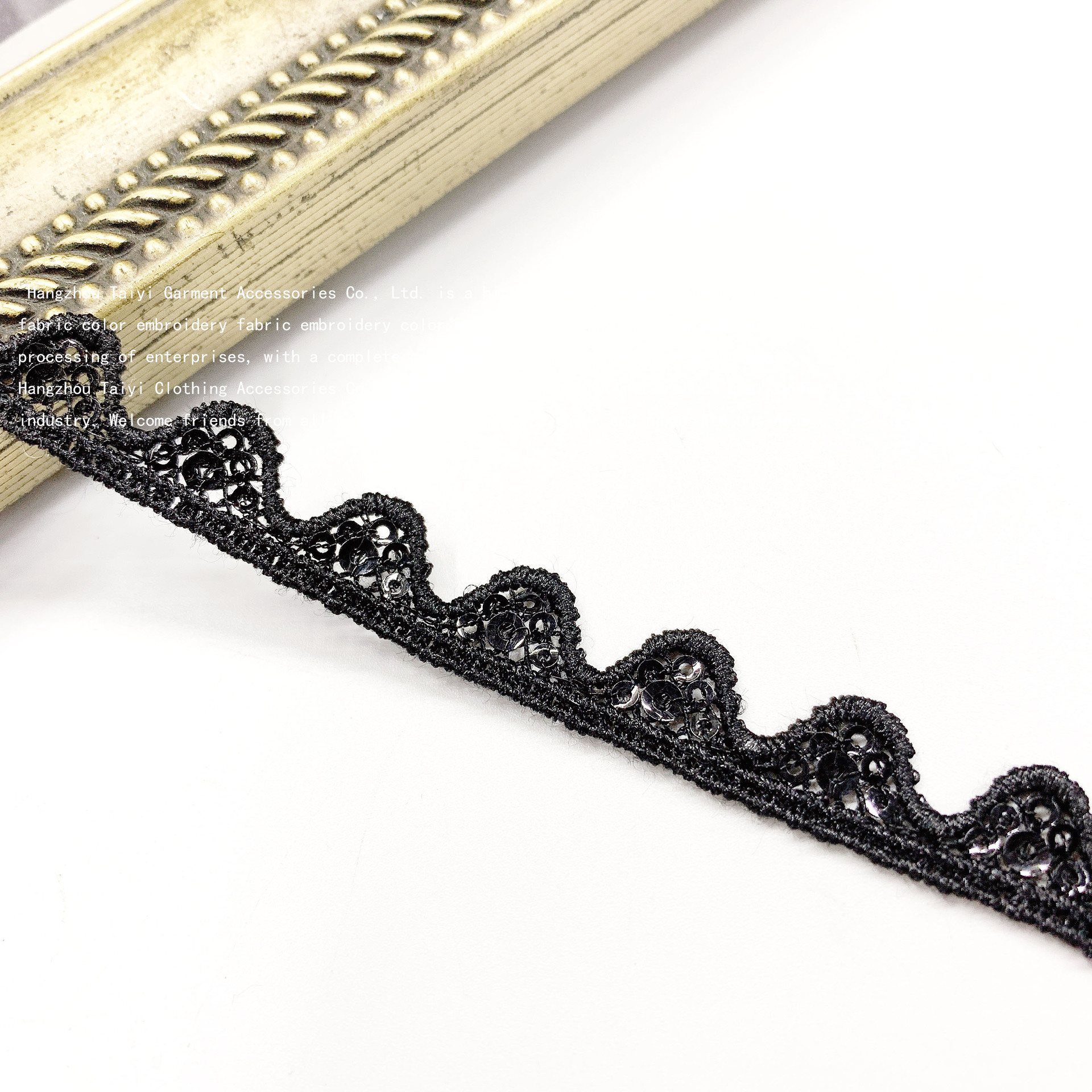 Picture of Unilateral wave lace manufacturers wholesale polyester silk hollow embroidery clothing accessories lace beads bar code lace