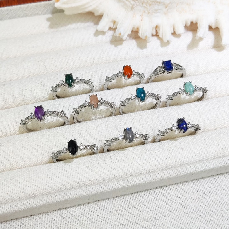 Amethyst Open Ring Female Niche Design Cold Style Index Finger Ring Popular Fashion Personalized Ring Gift