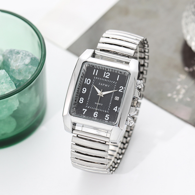 Picture of Middle-aged and elderly elastic spring belt old man watch classic generous plate large digital quartz watch suitable for elders gift