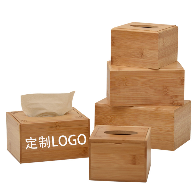 Creative Advertising Paper Box with Printed Logo Hotel Restaurant Napkin Box Simple Desktop Storage Box Bamboo Tissue Box