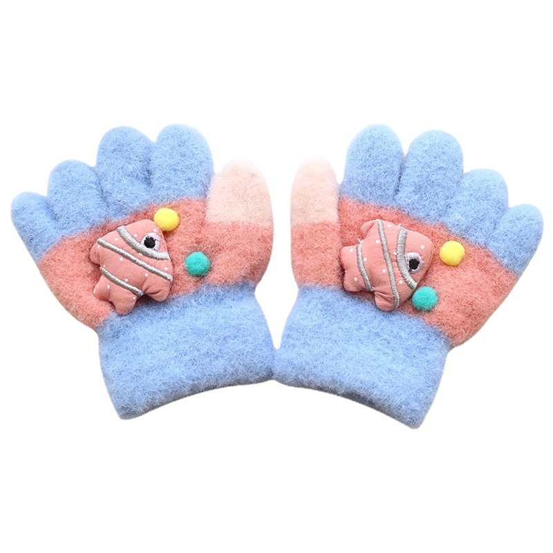 Picture of Children's Gloves Five Fingers Baby Autumn and Winter Cute Trendy Boys and Girls Students Thickened 1-3 Years Old 2 Warm Kids