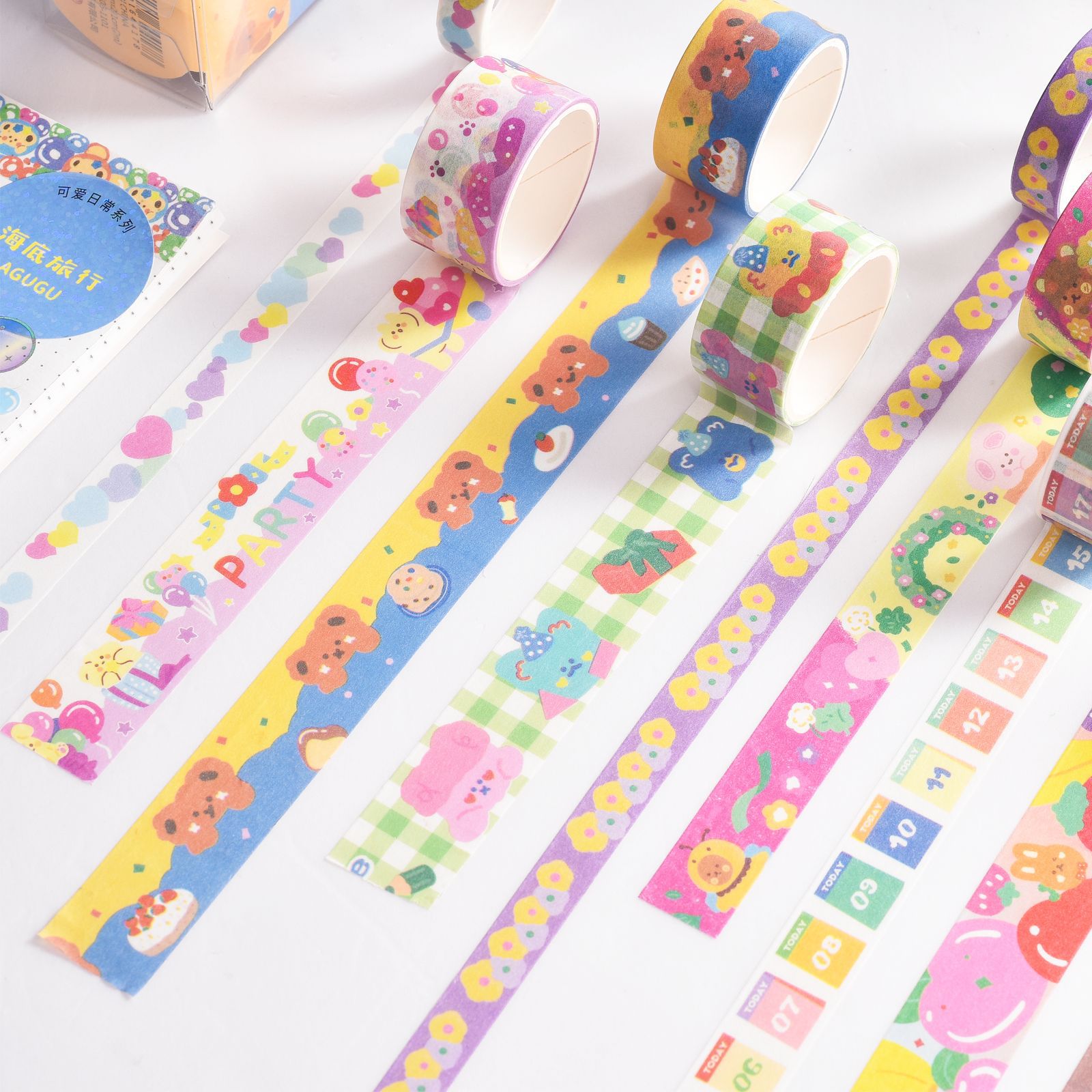 AGUGU cute daily ins Wind hand account tape Korean diy hand account material sticker set and paper tape 8