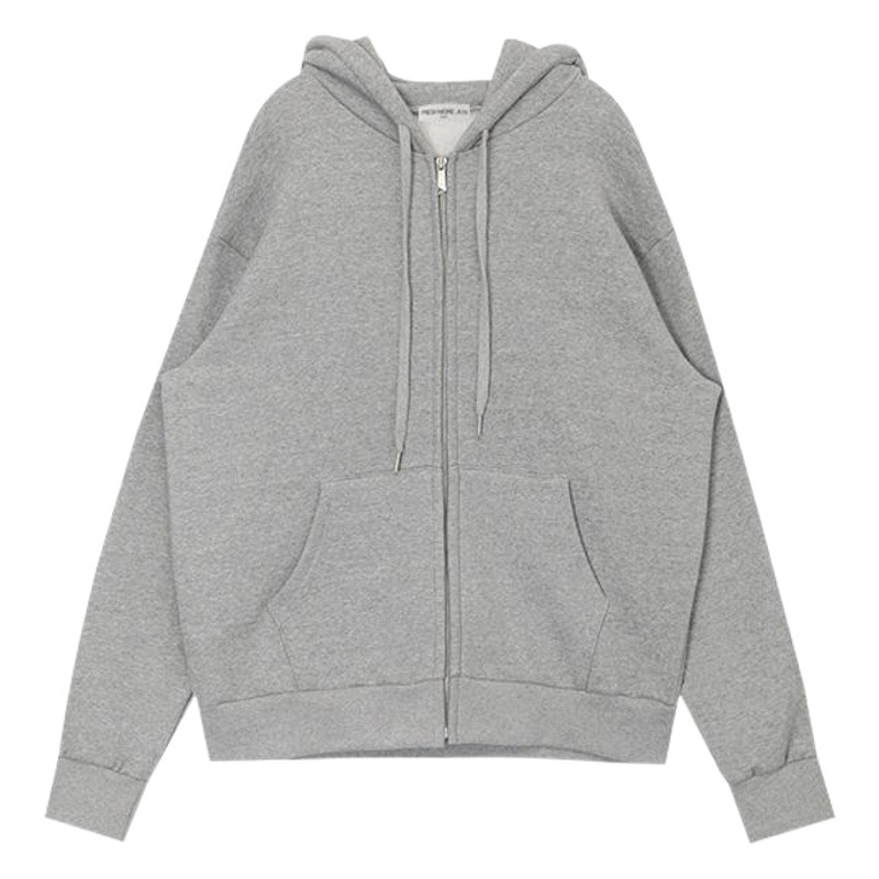 Cross-border Wholesale Solid Color Hooded Sweater Women's Zipper Cardigan Spring and Autumn Student Jacket Loose All-match Sweater Jacket