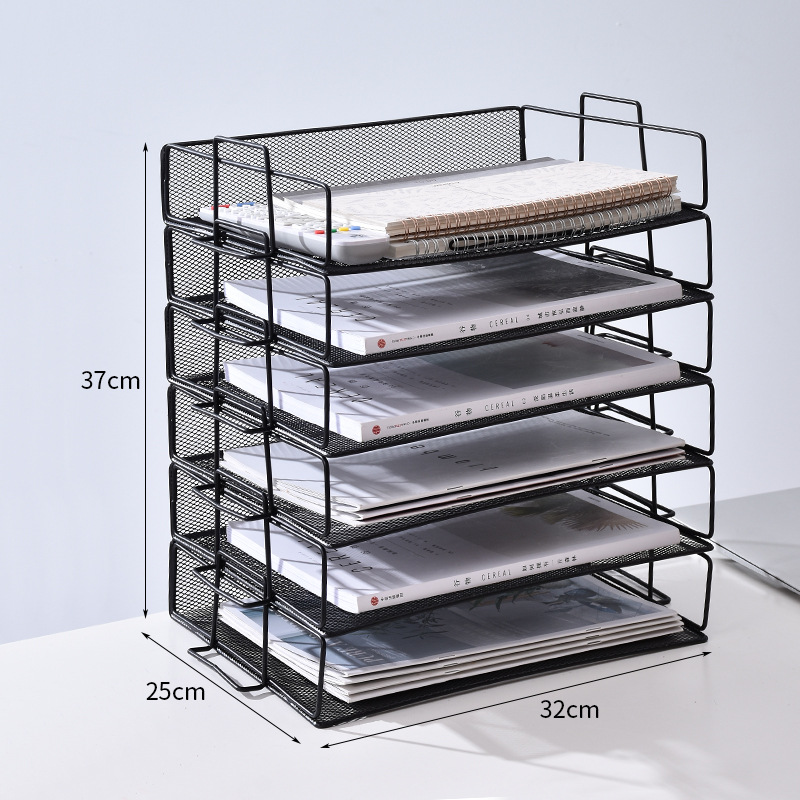 Office Supplies Multi-layer Metal Iron Mesh File Rack Table Finishing Clip Student Data Storage Box One-layer Price