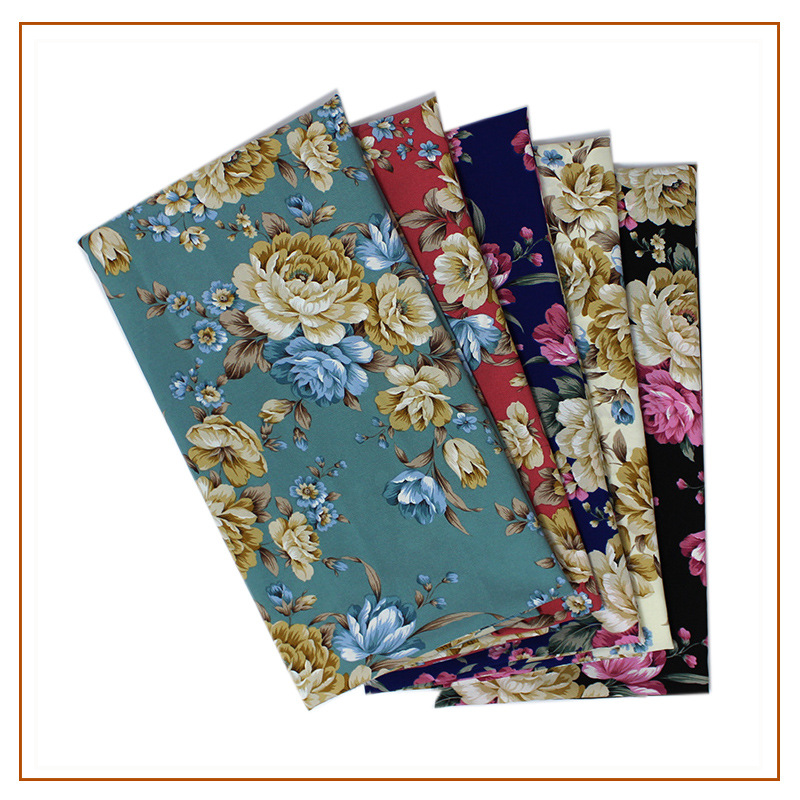 High quality four-sided elastic printed fabric women's dress shirt fabric cross-border single European and American polyester floral fabric