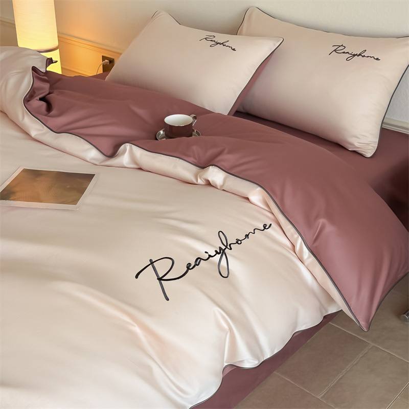 Picture of Advanced Sense 60 Light Luxury Long-staple Cotton Cotton Bed Four-piece Cotton Embroidered Quilt Cover 100 Cotton Bed Sheet Mattress 3