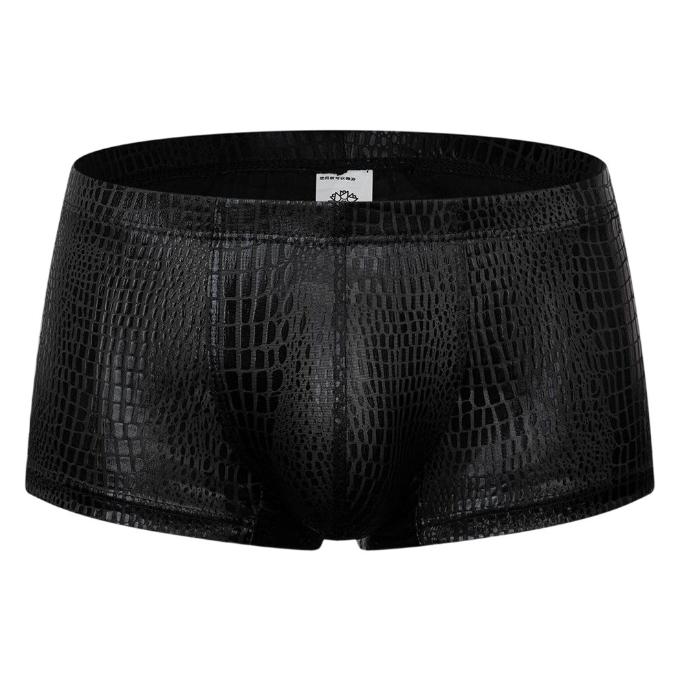 Picture of Breathable Crocodile Pattern Faux Leather Stuff Sexy Pants Men's Boxers Low Waist Nightclub Performance Suit D203