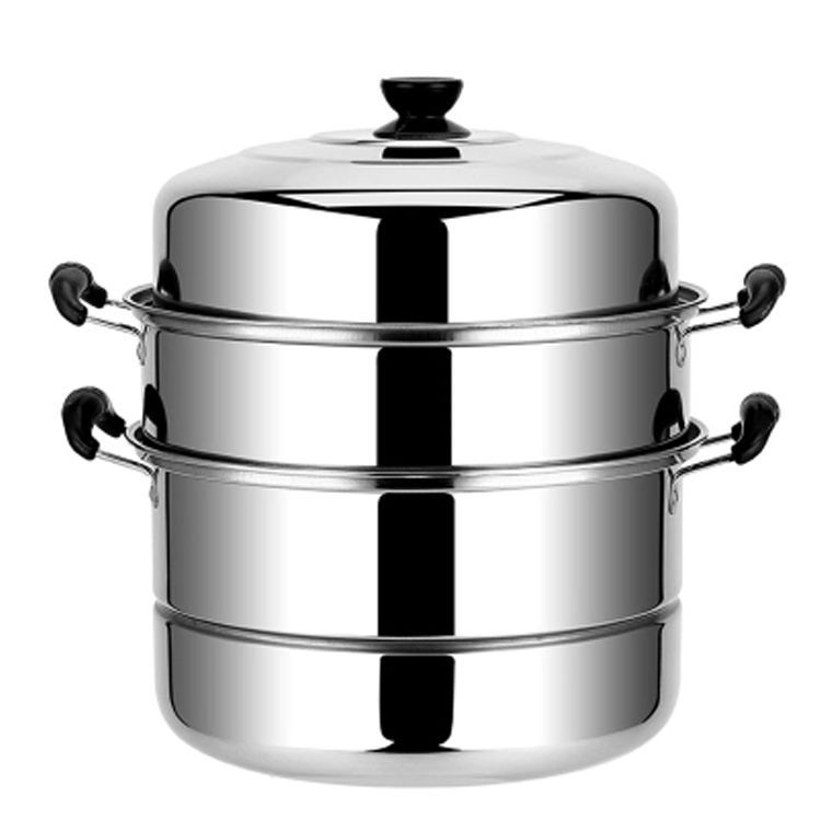Picture of 30cm High-rise Stainless Steel Steamer Three-layer Thickened Induction Cooker Gas Cooker Steamed Bread Steamer Household Large Pot