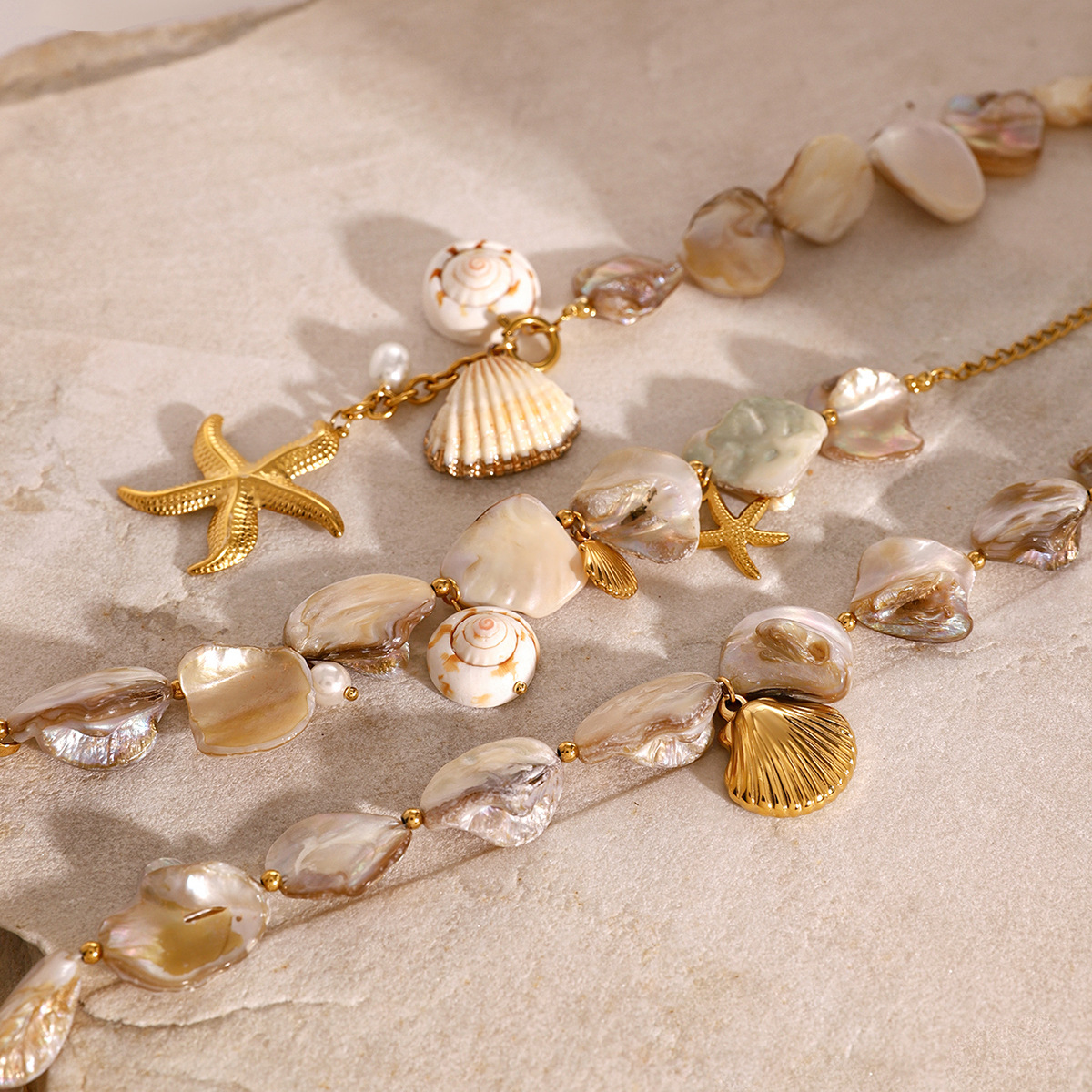 Picture of Jieding Ocean Series Stainless Steel Shell Necklace Starfish Bracelet Beach Style Summer Jewelry European and American Cross-border Jewelry