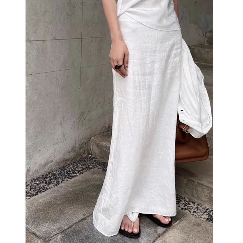 High-definition CHAO level no D recommendation! Linen skirt ~ wear an effortless lazy high sense 2024 New