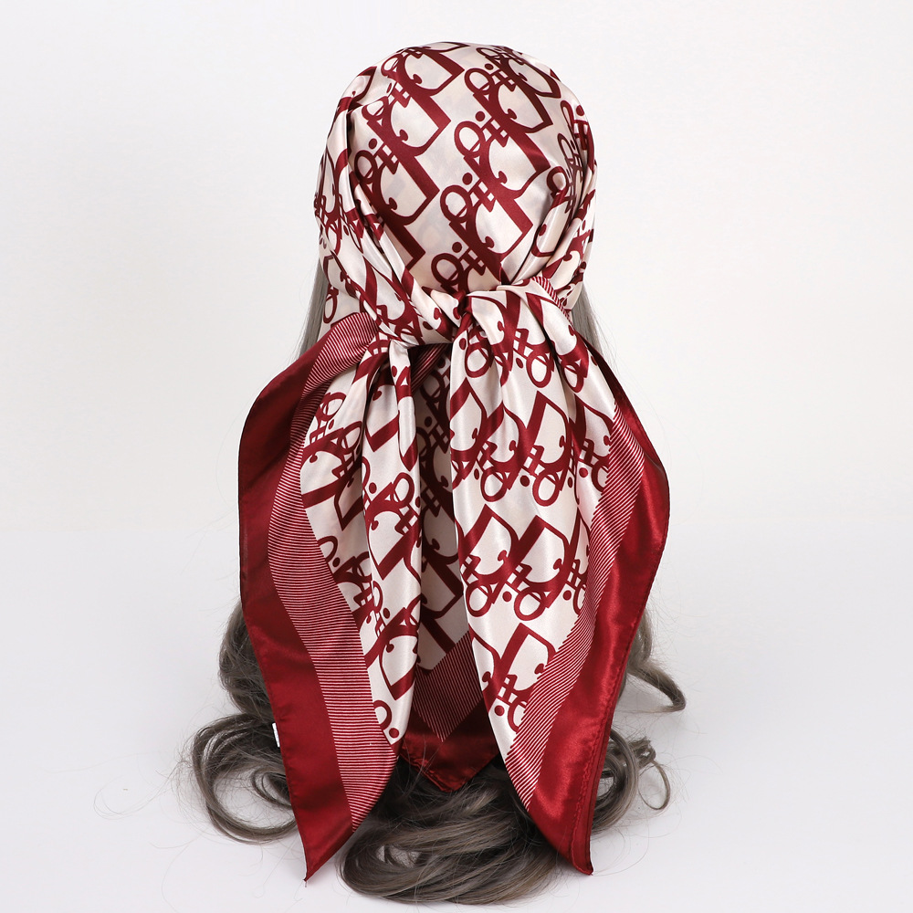 Picture of Simulated Silk Scarf Women's Headscarf 90*90cm Square Scarf Pattern Scarf Shawl European and American Cross-Border Scarf Wholesale