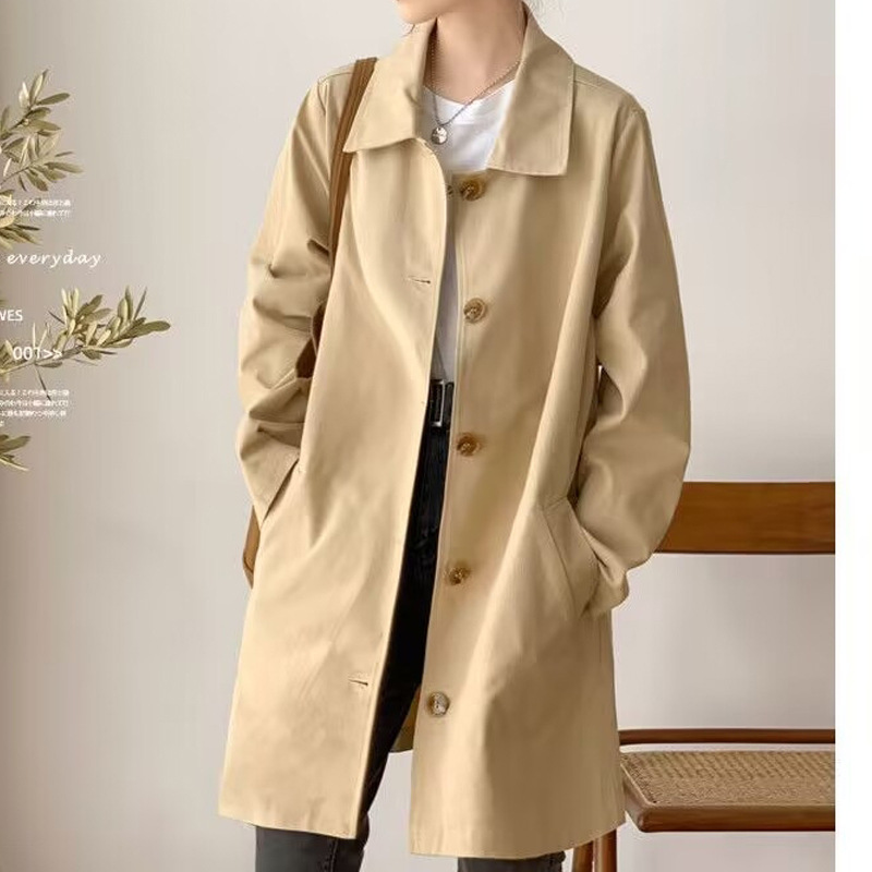 Picture of Trench coat Women's Mid-length simple early spring and autumn top women's Korean-style loose student solid color all-matching coat trendy ins fashion