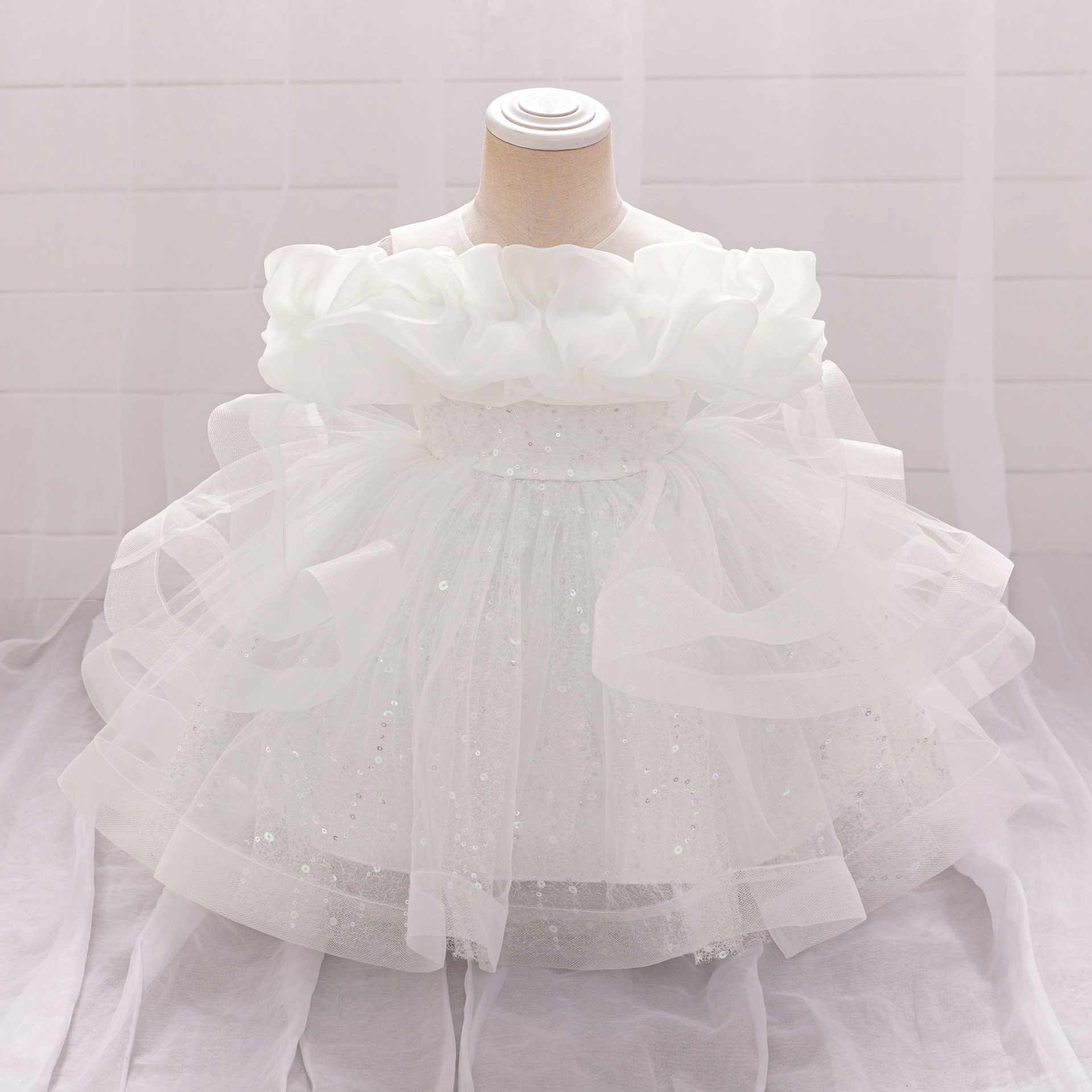 Picture of Princess Dress Girl Fluffy Gauze Flower Girl Wedding Dress Little Girl Catwalk Kidsren's Evening Dress Host Piano Performance Suit
