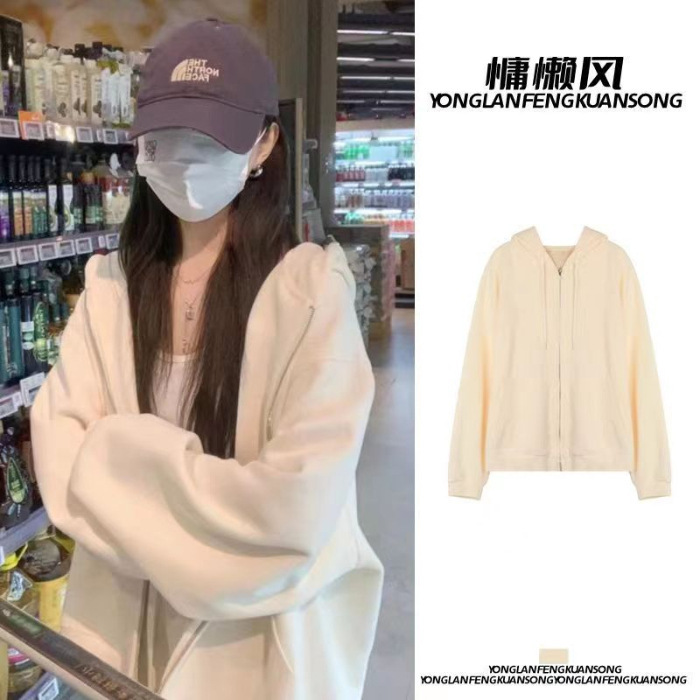 Picture of Cross-border Foreign Trade Age-reducing Sweater Jacket Design Sense Niche Autumn New Hooded American Zipper Cardigan Jacket Tide