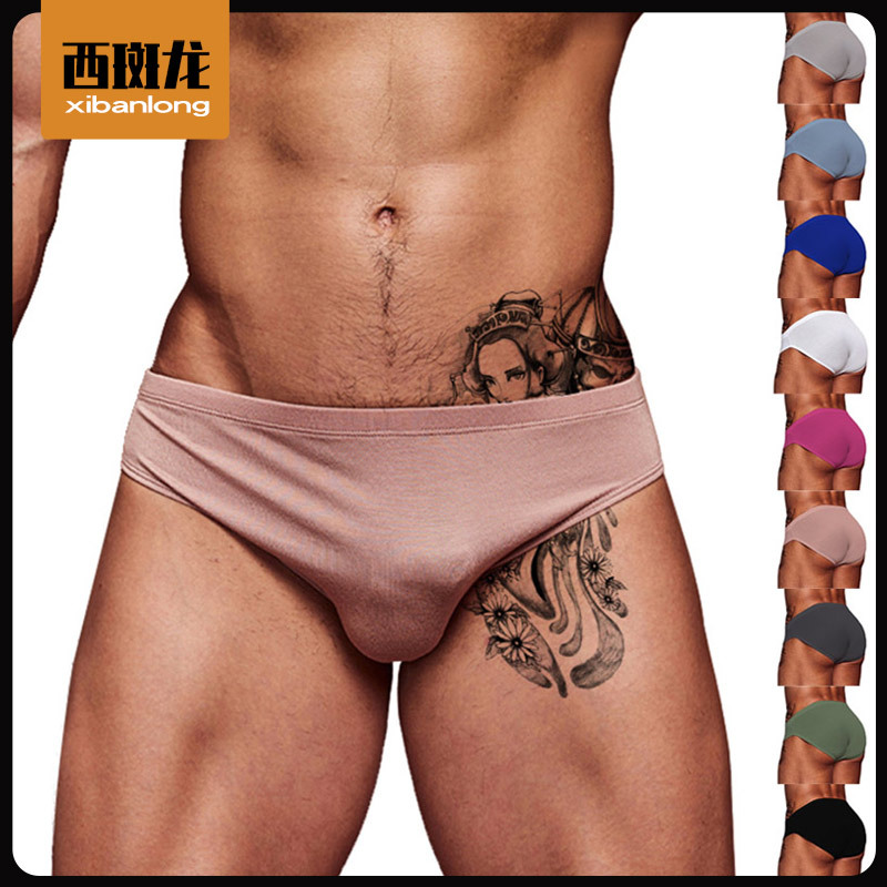 Summer thin single layer men's modal briefs simple business solid color sports underwear low waist stretch underpants