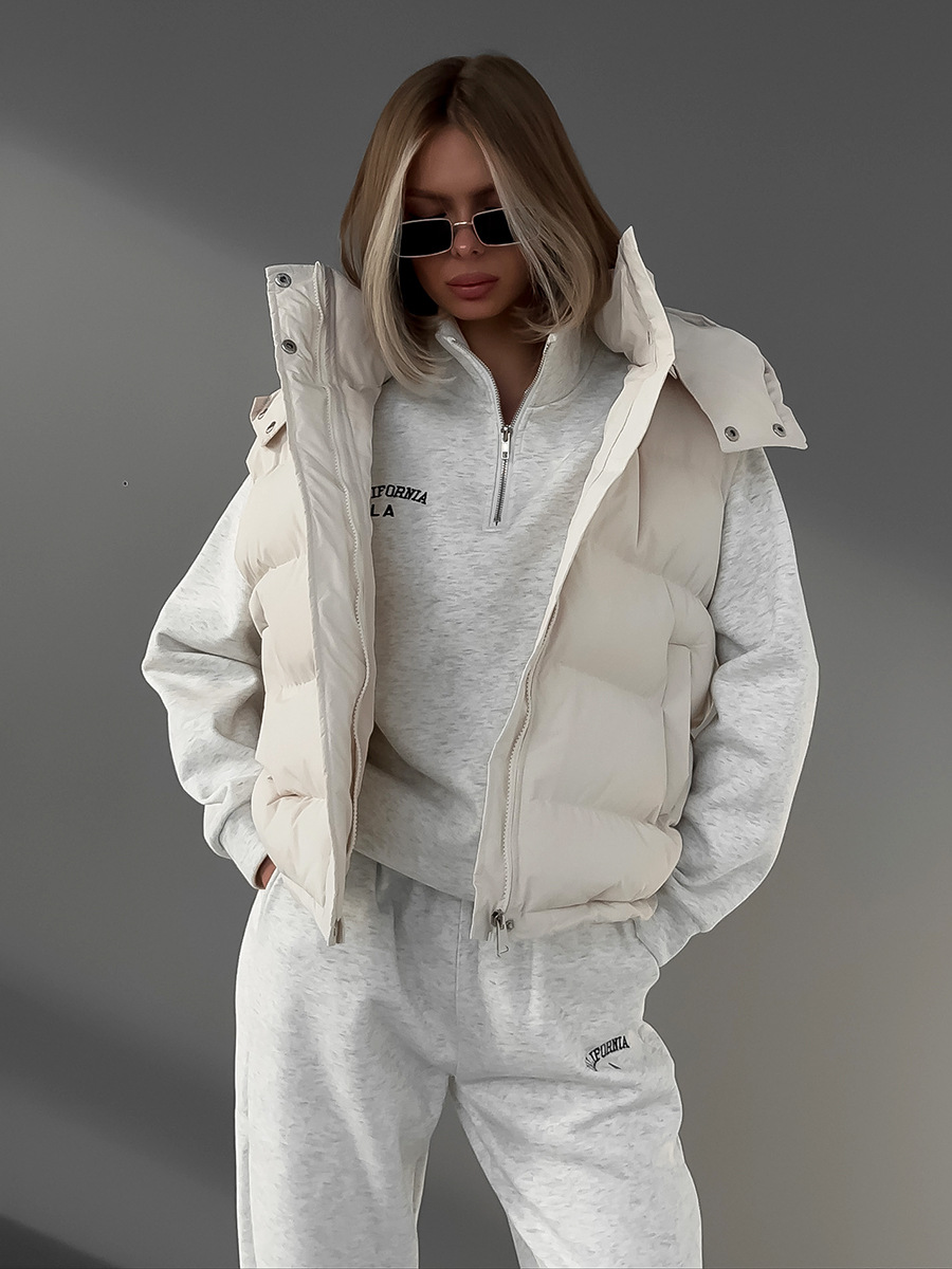 Picture of Cross-Border Cotton Vest European and American 2025 Autumn and Winter New Trendy Sexy Outer Sleeveless Hooded down Cotton Jacket