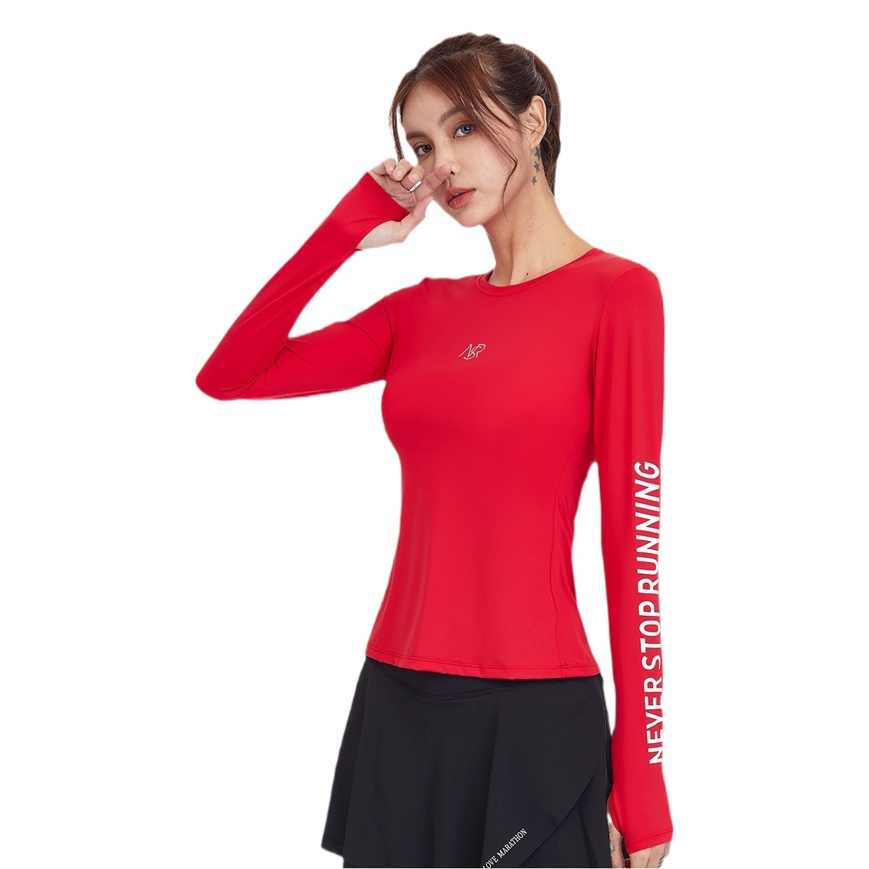 Autumn and Winter Casual Half-chest Zipper Tight Breathable Collar Outdoor Sports Training Running Long Sleeve