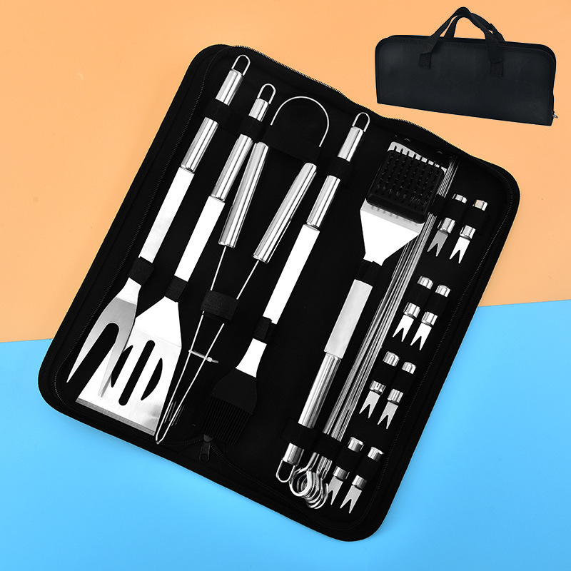 Picture of Baking tool suit BBQ barbecue tool multi-functional outdoor combination fork shovel clip BBQ stainless steel suit