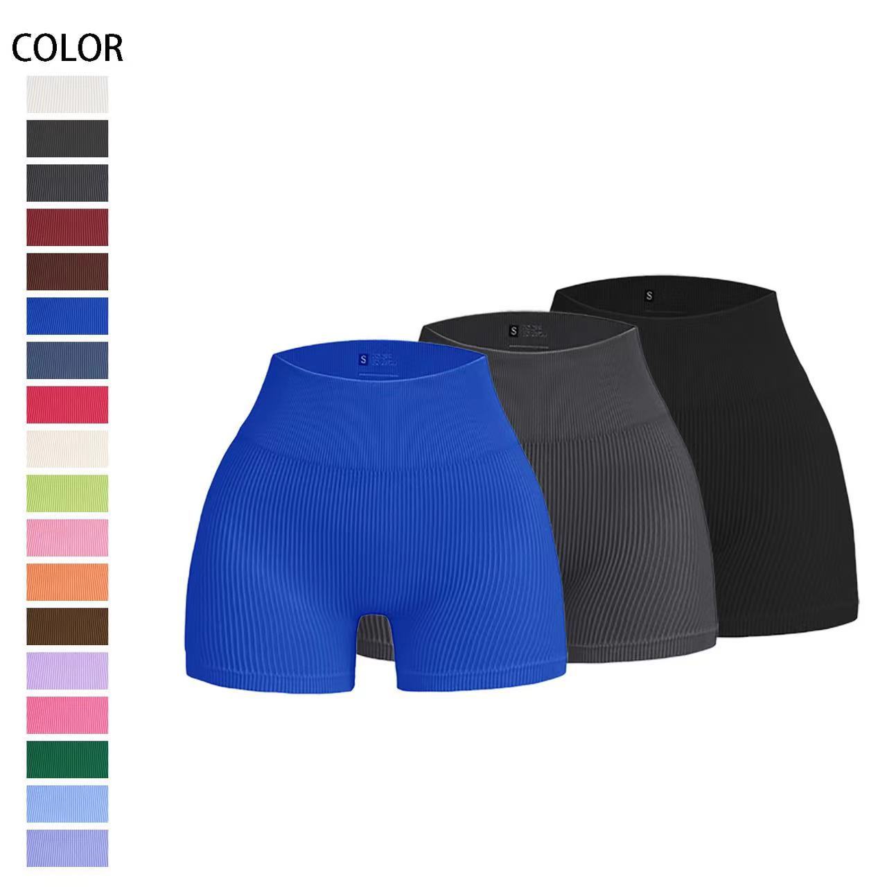 European and American Seamless Thread Three-point Pants Peach Hip Hip Yoga Pants High Waist Fitness Sports Running Yoga Shorts Women
