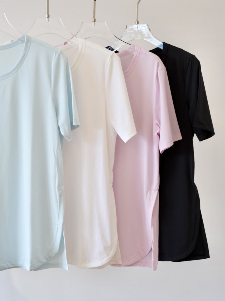 Sports Split Loose Short-sleeved T-shirt Cool Fabric Running Top Summer Cool Quick-drying Yoga Fitness Blouse